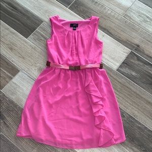 IZ Girl pink belted  chiffon dress.  Size 12.